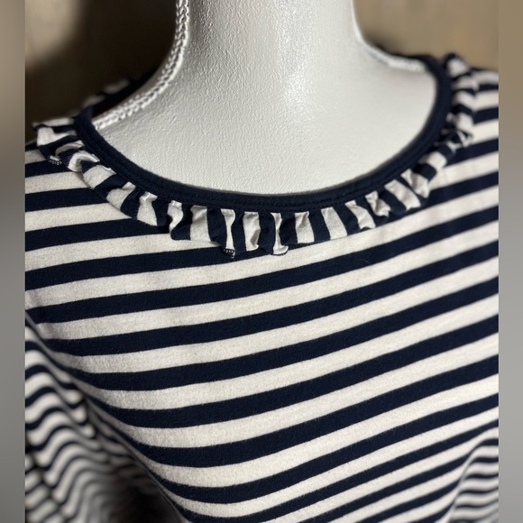 Boden Ruffle Cuff & Collar Long Sleeve Breton Tee L - Picture 6 of 9